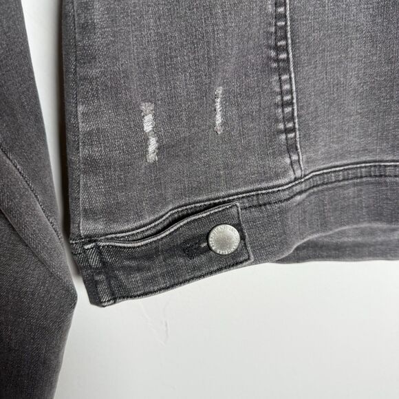 Risen Black Washed Jean Jacket Women's Size Medium Distressed - Picture 5 of 12